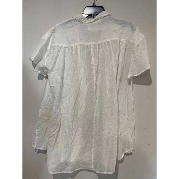 NWT We The Free Float Away Short Sleeve Button-Up Shirt Optic White Women Size M - Picture 5 of 5